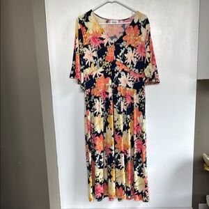 Leota Orange and Pink Flutter Sleeve Sundress